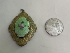 Gold-Tone Enamel Rose Flower Pendant Necklace with Pavé Crystal Center on Snake Chain — listing 5