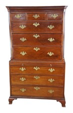 Chippendale Style Mahogany Triple Dresser with Broken-Arch Backsplash