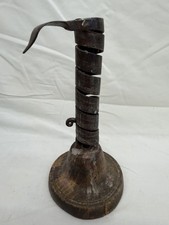 Antique Hand-Forged Wrought Iron Rushlight Holder with Candle Socket Counterbalance — listing 6