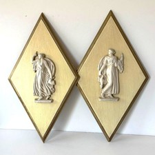 Pair of Gilt Figural Wall Plaques with Medieval King and Bearded Knight Busts — listing 6