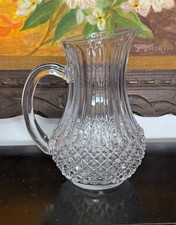 Vintage Clear Glass Ball-Body Water Pitcher with Ice Lip and Applied Handle — listing 2