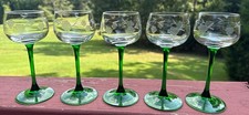Vintage Green-Stemmed Wine Glass with Etched Grape & Vine Pattern (Alsace / Roemer Style) — listing 5