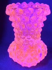 Vintage Uranium Glass Rose Bowl, Frosted Yellow Vaseline Glass, 5.5 inch — listing 3