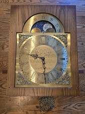 Traditional Grandfather Clock with Bonnet Top, Arched Brass/Silvered Moon-Phase Dial, and Three-Weight Movement — listing 6