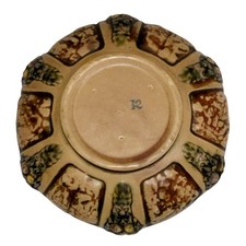 Roseville Florentine Console Bowl, Brown Glaze with Panel Design — listing 3