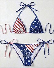 American Flag Stars and Stripes One-Piece Swimsuit with Zip Front