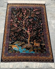 Fine Hand-Knotted Silk Pictorial Mat with Bird-and-Blossom Design — listing 2