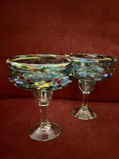 Hand-Blown Green-Tinted Margarita Glass with Controlled Bubbles — listing 3