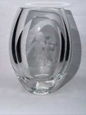 Hand-Blown Art Glass Pinched Heart-Form Vase with White Filigree Threading — listing 5