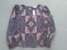 LOFT Outlet Black and White Geometric Print Blouson Top, Size XS — listing 3