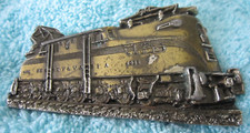Pennsylvania Railroad (PRR) Keystone Logo Belt Buckle, Brass-Tone with Red Enamel