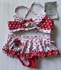 Disney Minnie Mouse Girls Two-Piece Bikini Swimsuit Red Gingham Print — listing 3