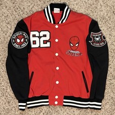 Marvel Amazing Spider-Man Baby Varsity Football Jacket, Black/White/Red, Size 12M, listing 3