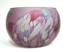 Vintage BZT Ltd Hand Painted Israeli Art Glass Vase with Iridescent Frosted Finish — listing 3