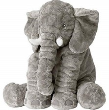 Plush Elephant Stuffed Animal, Soft Grey Fur