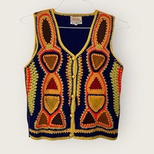 Vintage Suede Front Panel V-Neck Knit Sweater — listing 4