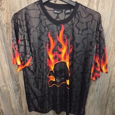 No Boundaries Flamin' Hot Flaming Skull Graphic T-Shirt, Black, Size L — listing 2