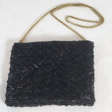 beaded evening chain Fully Beaded Evening Purse with Zipper Top and Gold Chain Strap — listing 4