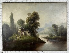Original Landscape Oil Painting with Signature, Gilt-Framed with Linen Liner — listing 4