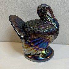 Amber Carnival Glass Turkey Covered Candy/Nut Dish — listing 5