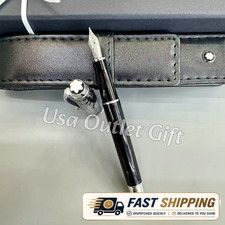 Montblanc-Style Fountain Pen with Gray Harlequin/Diamond Pattern Barrel and Gold Nib — listing 4