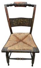 Vintage Hitchcock-Style Stenciled Dining Set - Drop-Leaf Table with Grape Motif Windsor Chairs 4 chairs + table — listing 4