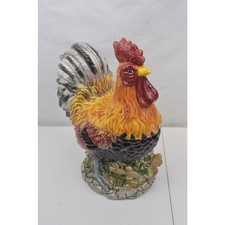 Ceramic Figural Rooster Covered Cookie Jar / Canister Set, Hand-Painted Majolica-Style — listing 6
