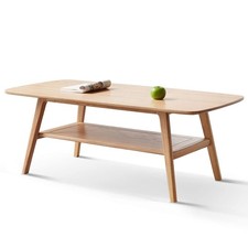 Vintage Oak Coffee Table with Smoked Glass Insert Panels — listing 2