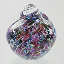 Hand-Blown Iridescent Art Glass Oil Lamp with Signed Base — listing 4