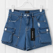 Bebe Electric Blue Cotton Cut-Off Denim Short Shorts, Size 27 (US 4)