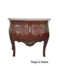 French Louis XV/XVI Transitional Style Marble-Top Marquetry Petite Commode with Ormolu Mounts — listing 5