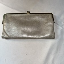 Hobo International Metallic Gold Leather Pleated Fold-Over Clutch Bag