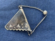 Vintage Modernist Sterling Silver Link Bracelet with Domed Bead and Triangular Frame Links — listing 5