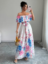 Sleeveless Maxi Dress with Mixed Geometric Blue/Green/Black Print — listing 3