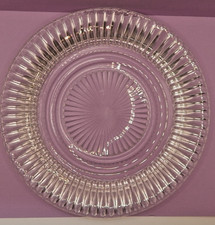 Vintage Clear Pressed Glass Bread & Butter Plate, 6.5 inch, Scalloped Rim with Radial Sunburst Center — listing 2