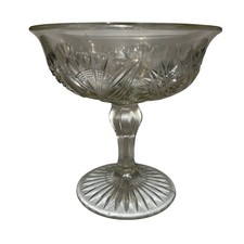 Cut Glass Footed Dessert / Sherbet Dish with Diamond and Fan Pattern — listing 3