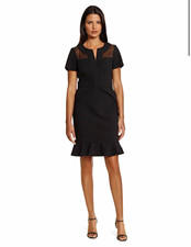 Shani Black Long-Sleeve Sheath Dress with Fur-Trimmed Cuffs — listing 5