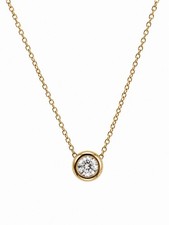 Vintage Dainty CZ Solitaire Pendant Necklace on Gold Tone Chain — listing 6