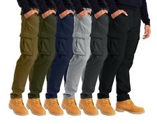 Men's Olive Green Cotton Cargo Pants with Drawstring Waist, Size XXL — listing 2