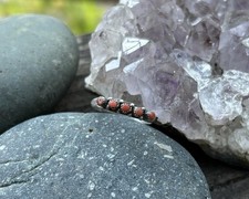 Navajo Sterling Silver Bezel-Set Coral Drop Earrings, 1" with 1/2" Wire Drop — listing 3