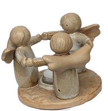 Three Angels Friendship Candle Holder with Glass Votive Cup