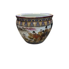 Chinese Famille Rose Porcelain Fish Bowl / Jardinière with Goldfish Interior — listing 2
