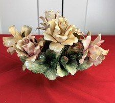 Porcelain Floral Basket with Applied Ceramic Roses, Multicolor — listing 2