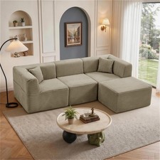 Sectional Couch, Tan Microfiber Upholstery, Multi-Piece Modular L-Shape — listing 4