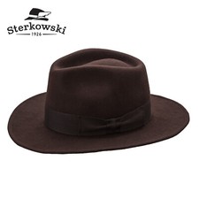 Royal Blue Wide-Brim Felt Fedora Hat, Size 57 (US 7 1/8) — listing 4