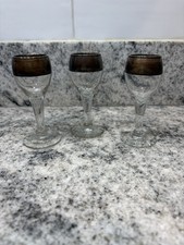 Vintage Silver-Rim Wheel-Cut Footed Cordial/Sherry Glasses, Set of Multiple — listing 6