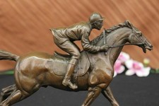 Bronze Jockey on Horse Sculpture on Marble Base (after Isidore Bonheur)