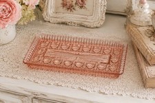 Pink Depression Glass Two-Handled Serving Tray / Cake Plate with Sunburst Center — listing 3