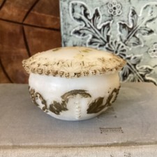 Antique Victorian Green Milk Glass Floral Salt or Pepper Shaker with Embossed Blossoms — listing 4