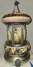 Vintage Reuge Musical Carousel Cigarette/Lipstick Holder with Cherub Finial — listing 5